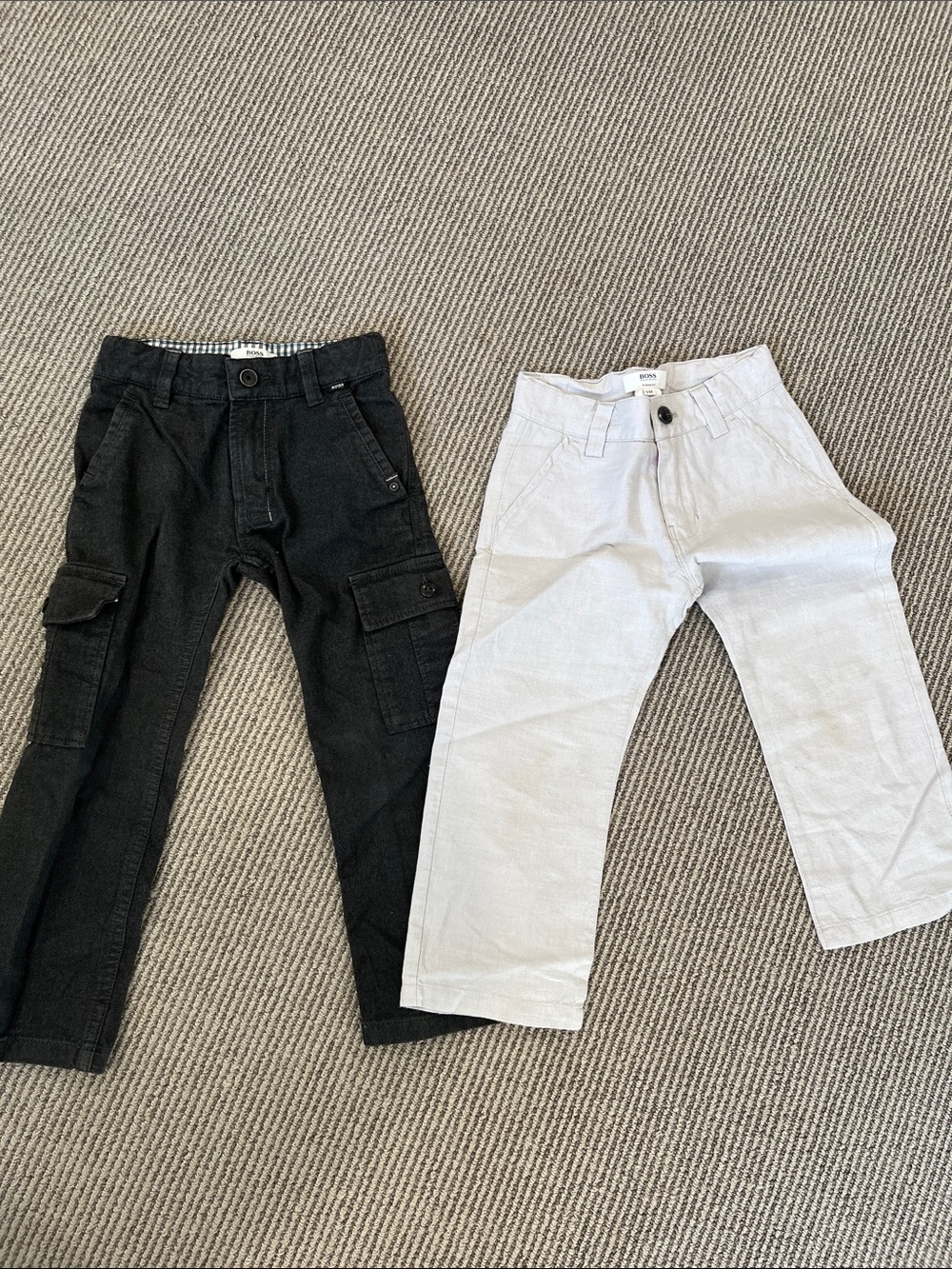 2 pack Hugo Boss Kids Cargo Pants - charcoal grey and Light Gray